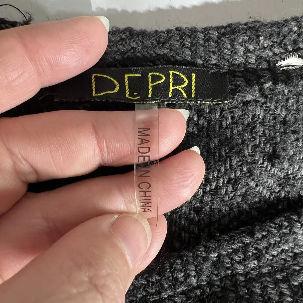 Depri Womens Tweed Blazer Jacket Open Front Long Sleeve Tailored Gray Black Larg - Image 8