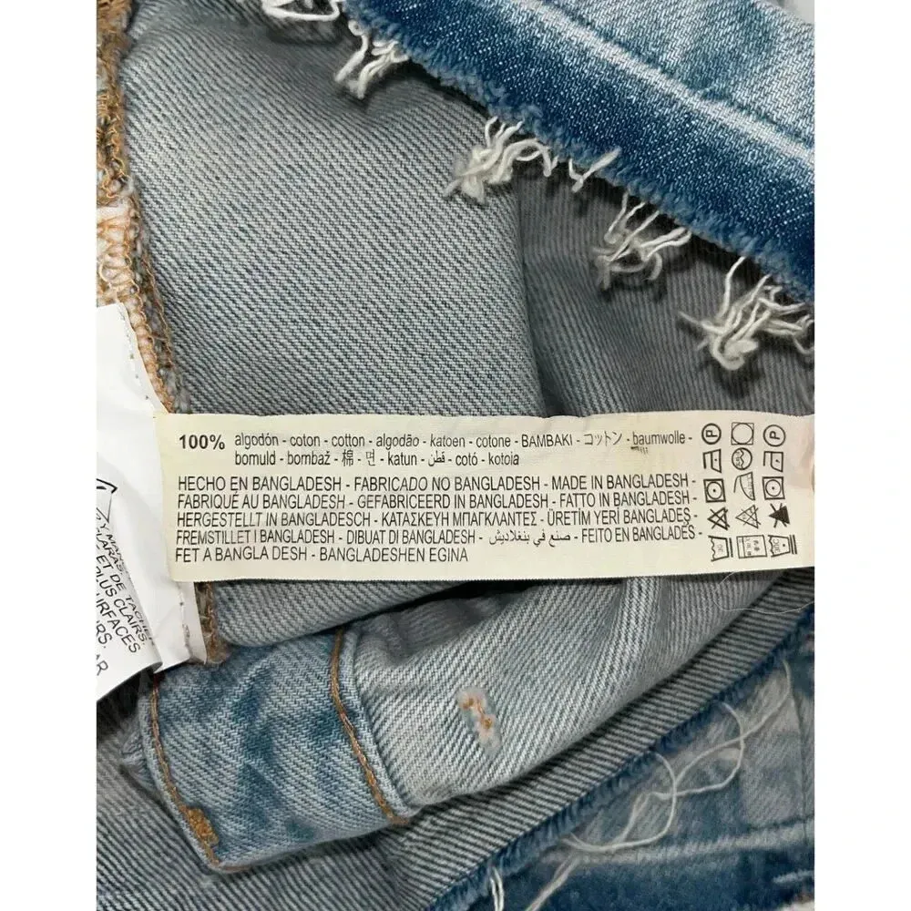 ZARA Denim Jean Cropped Pants Top Spaghetti Straps Size Large Bloggers Blue Wash - Image 5