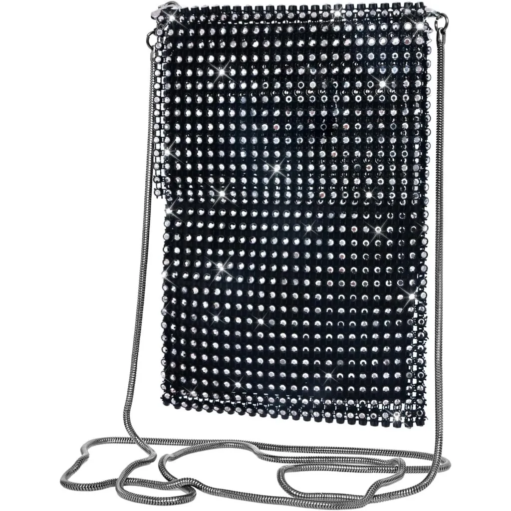 ⚡Women's Black Glitter Rhinestone Crystal Crossbody Clutch Mini Bag - Image 1