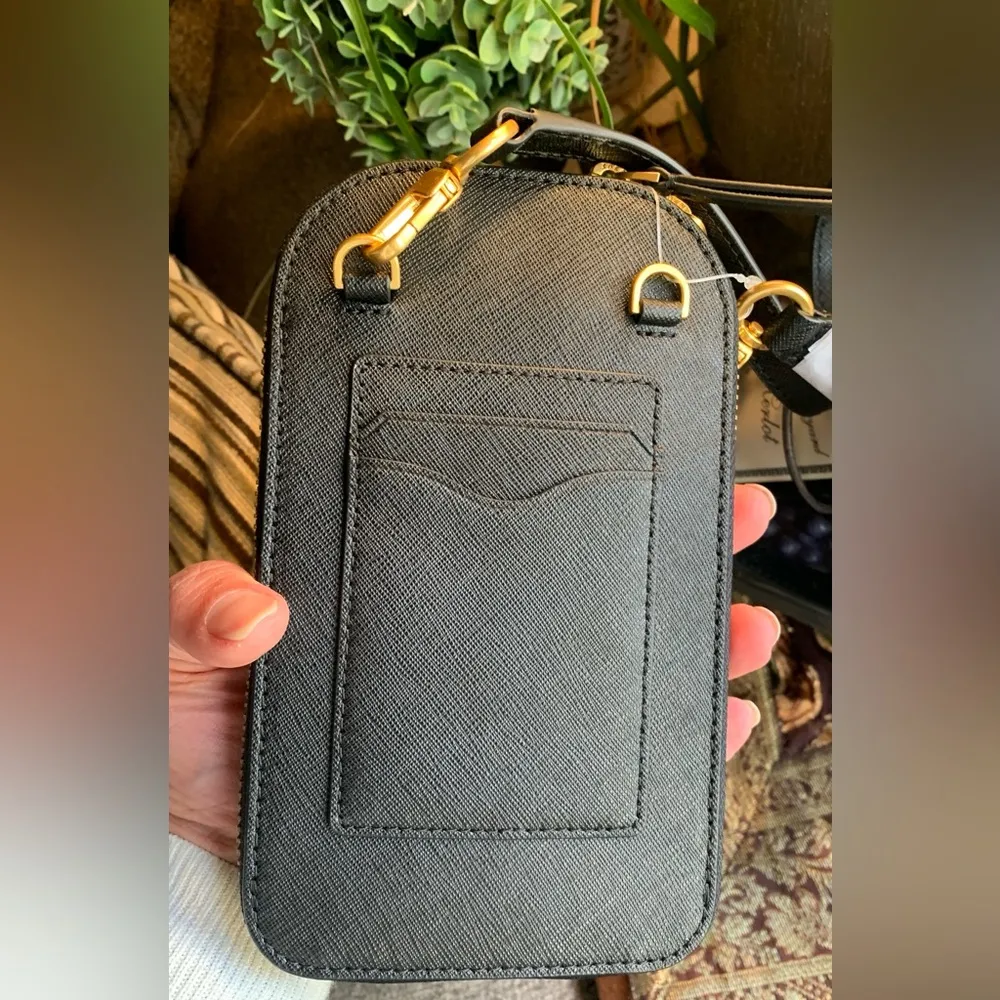 Authentic TORY BURCH leather saffiano dual zip phone cards crossbody - Image 4