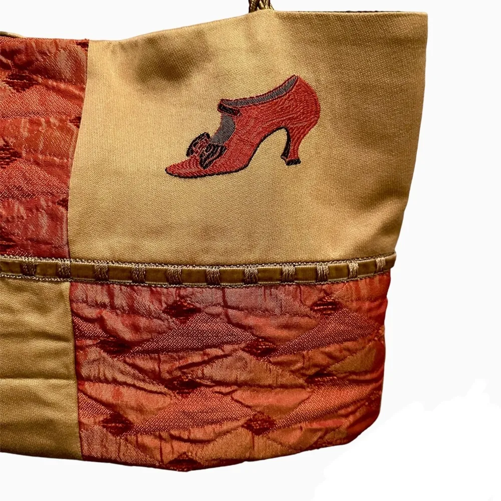 Scarlet Designs Embroidered Shoe Taffeta Polyester Silk Rope Strap Shoul… Gold - Image 11
