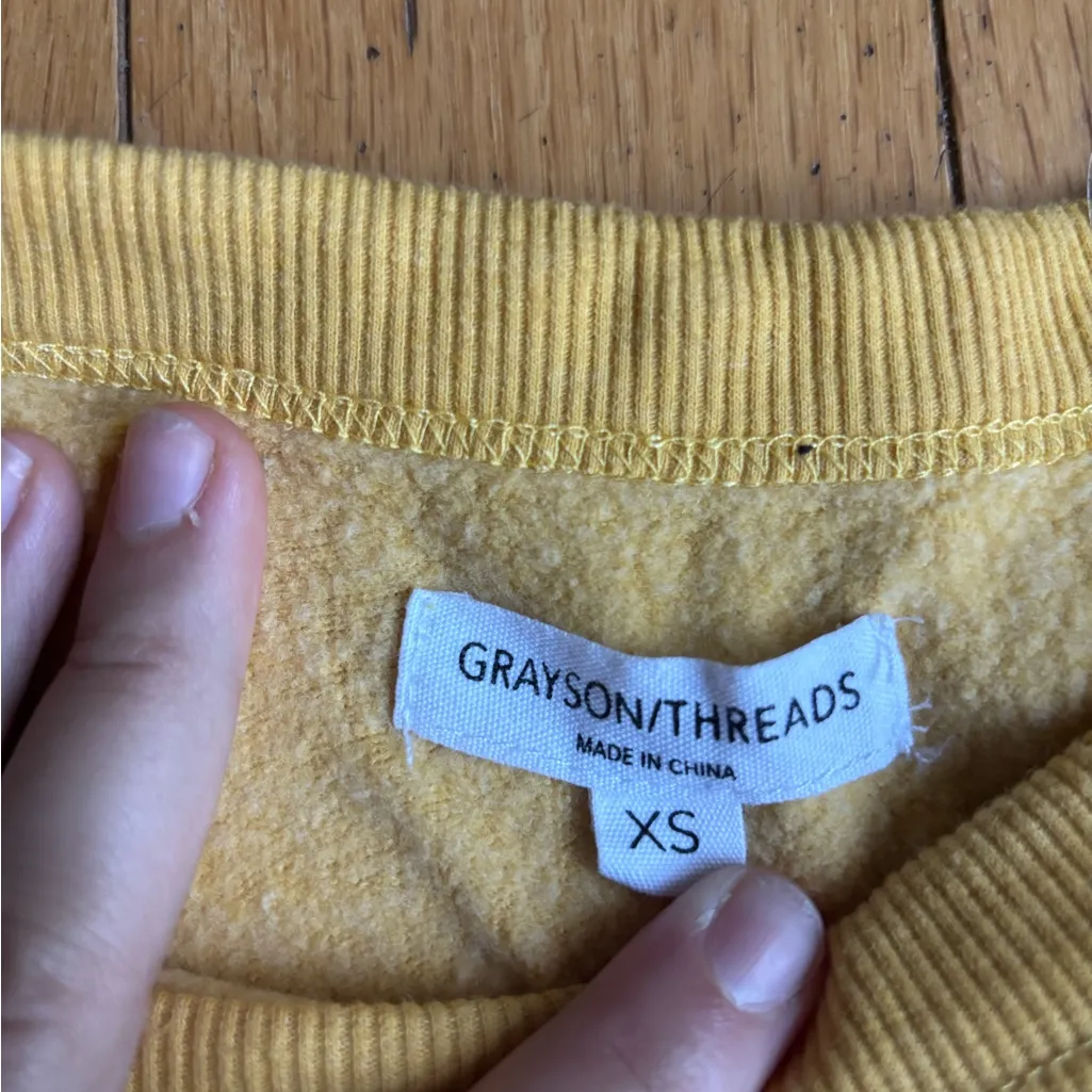 Women’s Grayson Threads “Happy Mama” Yellow Graphic Fleece Pullover size XS - Image 3