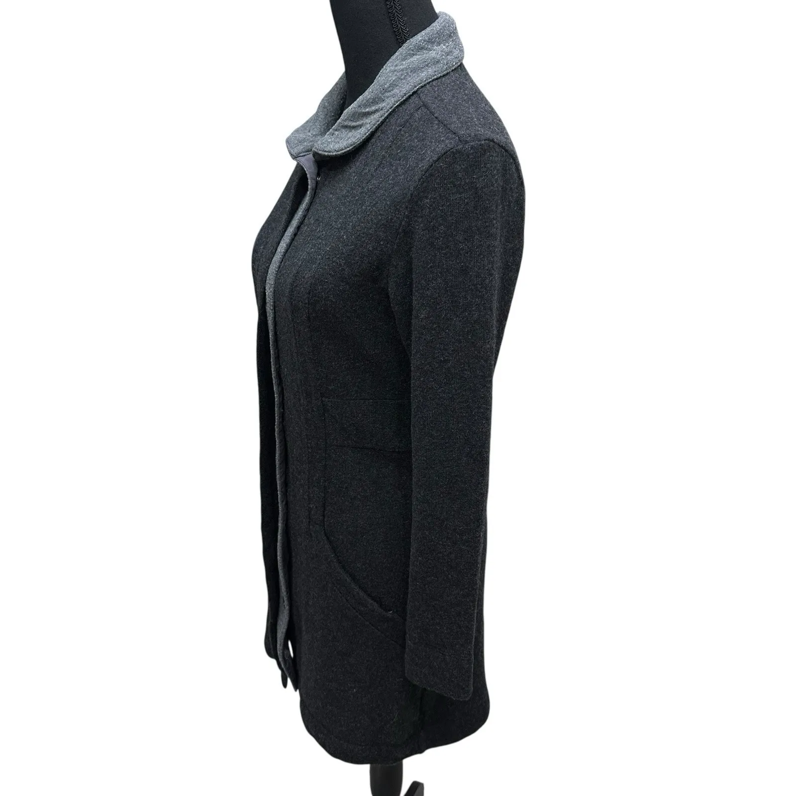 Horny Toad  Monterosa Car Coat Wool Blend Size Small Charcoal Grey Pockets - Image 5