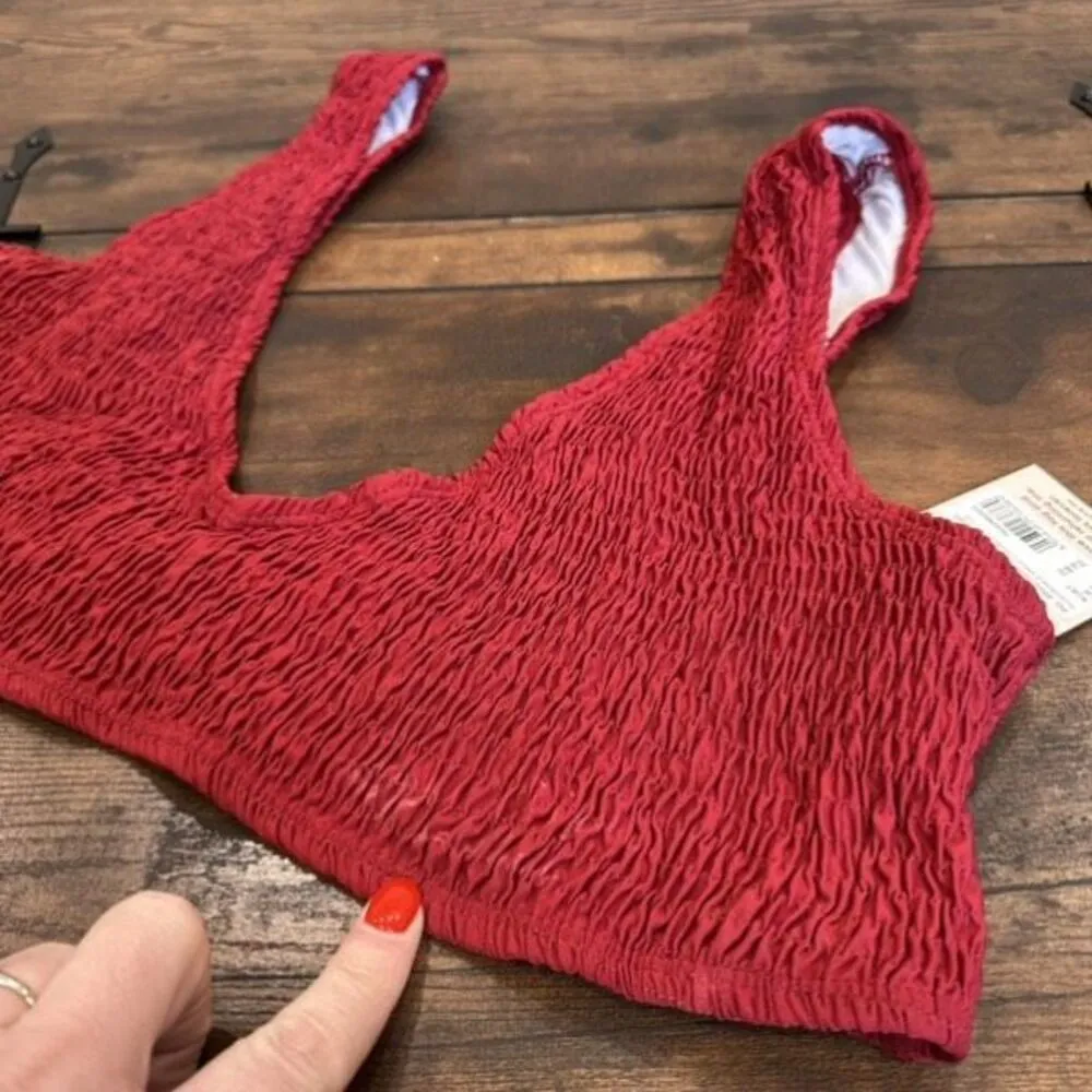 NWT Missguided Plus crinkle‎ bikini in rust Red Size 16 XL - Image 4