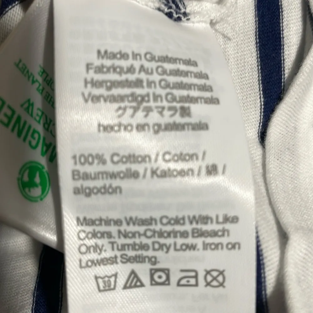 JCrew Factory Boatneck Tee Shirt Long Sleeve Stripe Navy Blue/White L(12 - Image 4