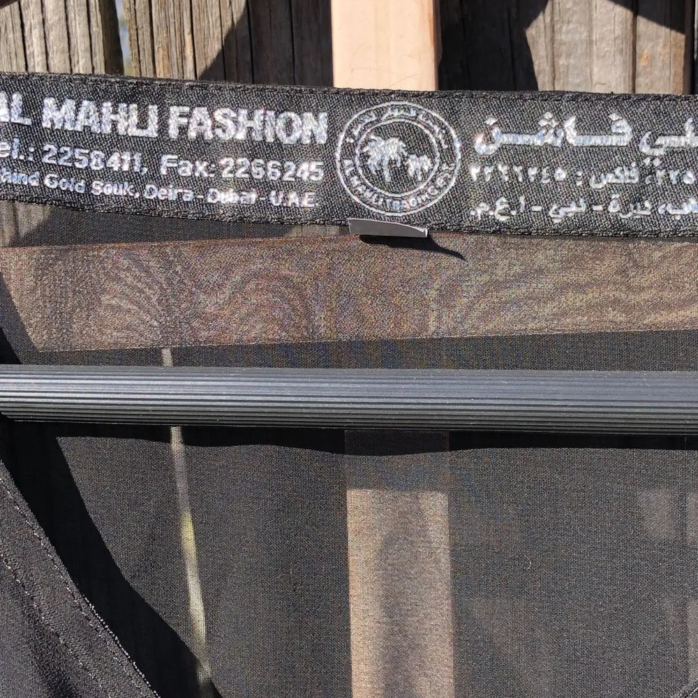 Abaya Black light weight Sheer Open Front Tie Front Size L - Image 7