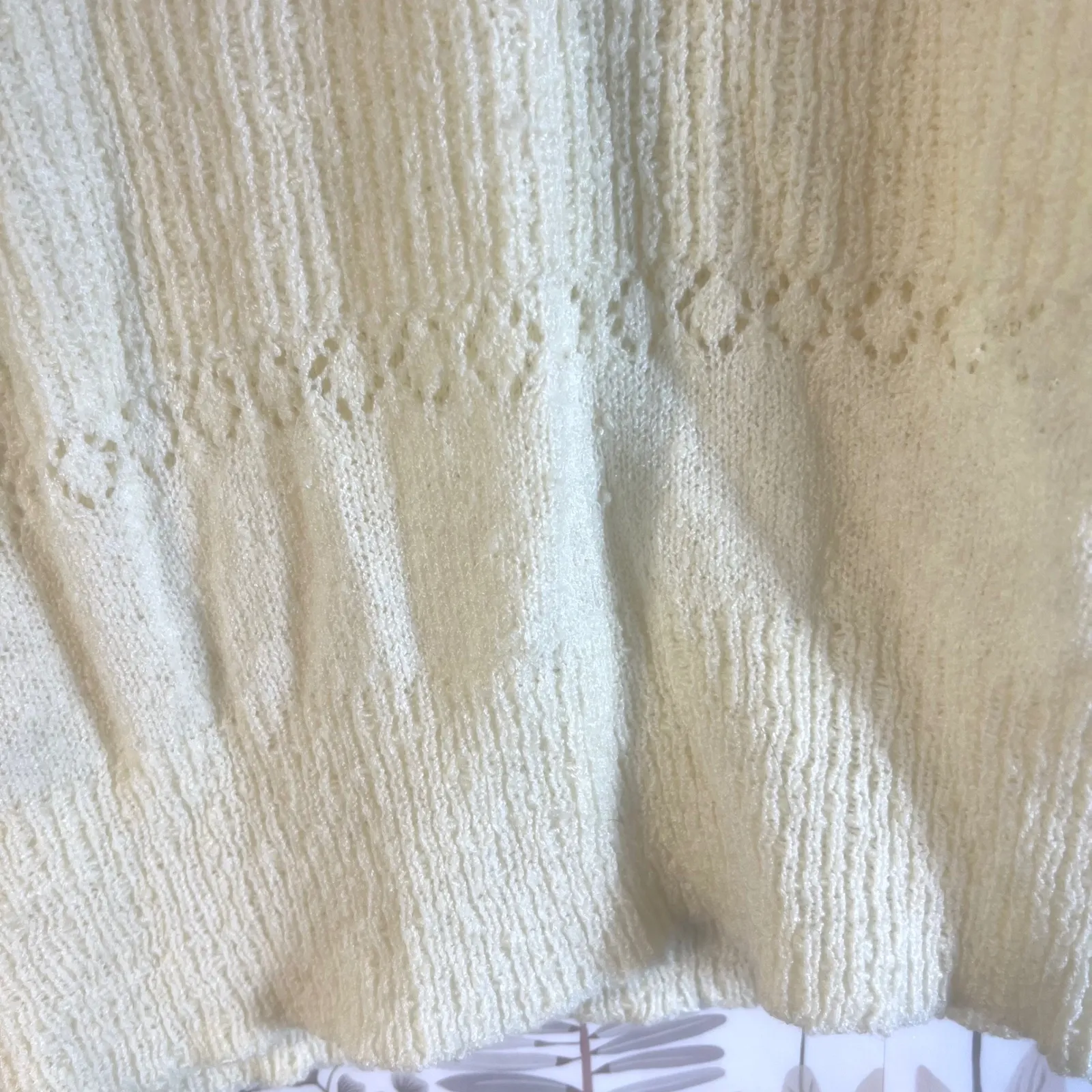 Vtg Country Craft Women's Sweater M Yellow Knit Pullover V - Image 4