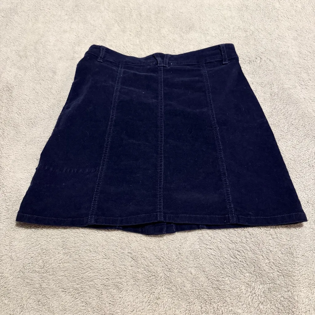 Altered State Button Up Navy Corduroy Women’s Skirt  - Size Small Cotton/Spandex - Image 2