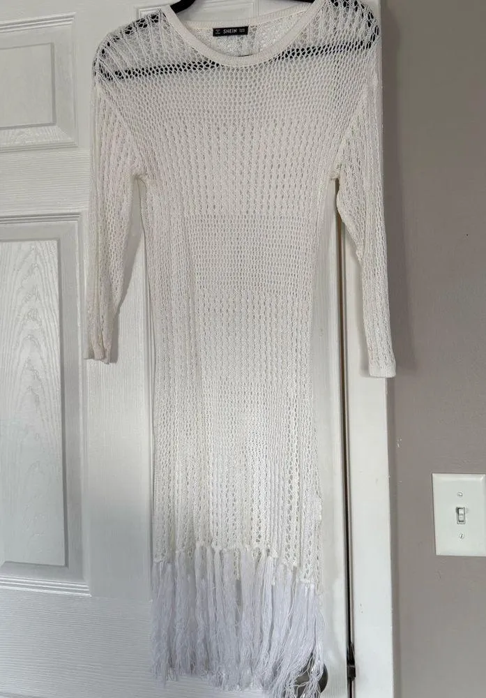 SHEIN Swim Summer Beach Hollow Out & Tassel Decorated Cover Up - Image 5