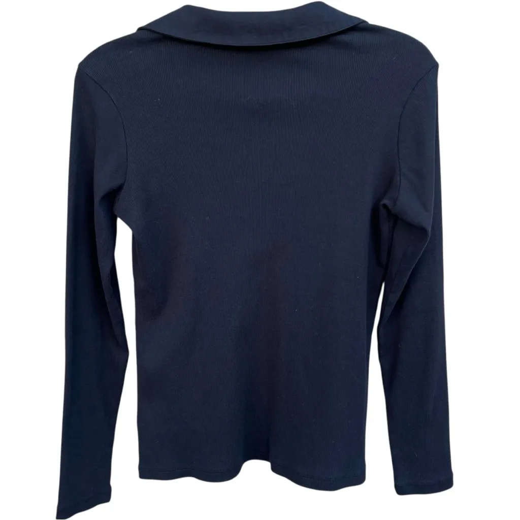 James Perse Ribbed Long Sleeve Polo Pop Over Tee Shirt Top Size 4 - XL - Image 4