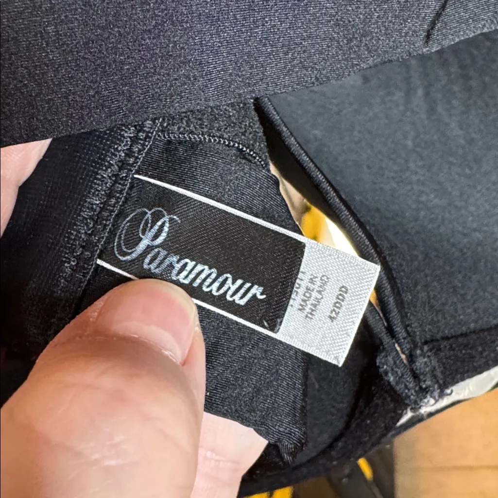 Paramour by Felina Carolina Plunge Contour Bra Lace Racerback Black Sz 42DDD (F) - Image 10