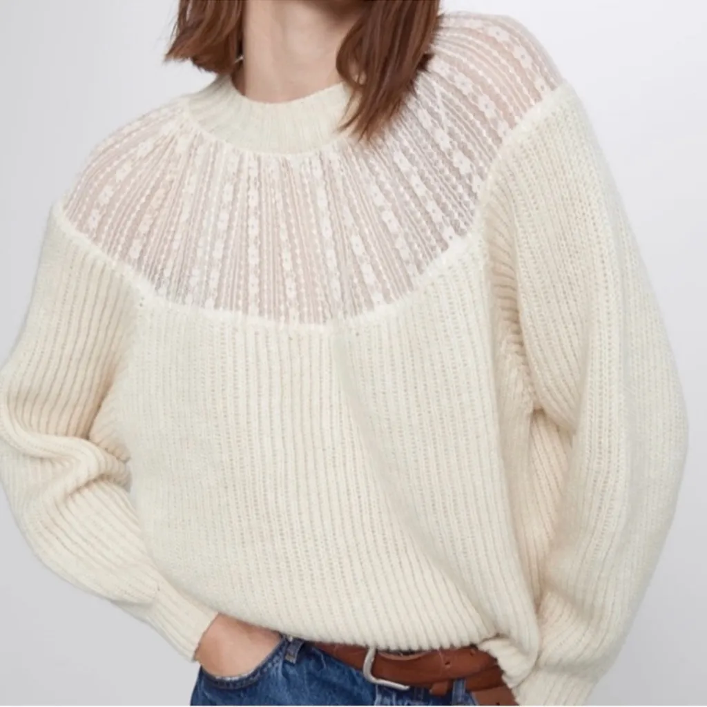 Zara Elegant Cream Women's Sweater - Image 2