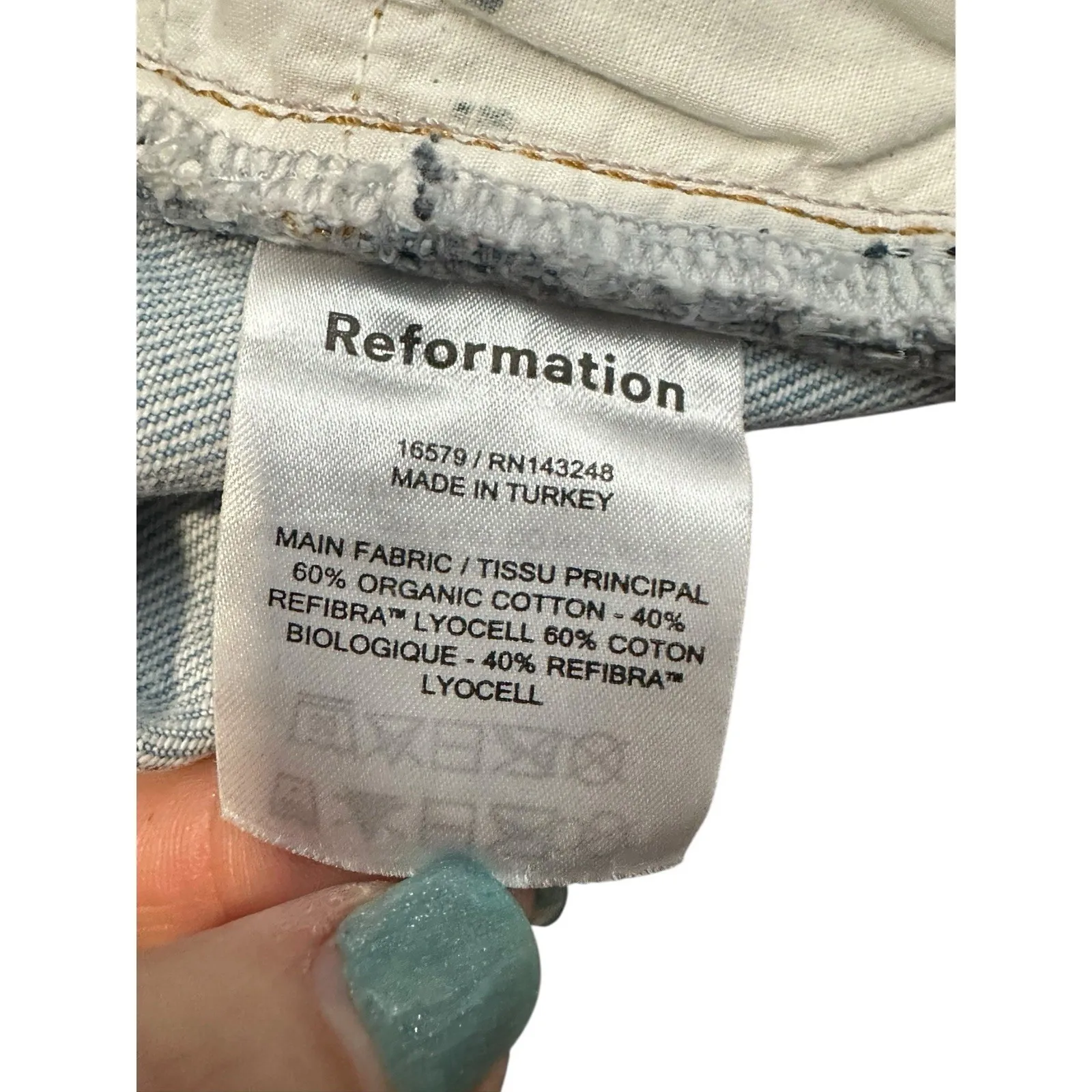 Reformation High Rise Straight Jeans‎ Women Button Fly Sz 29 Blue Tahoe #T5-8 - Image 9