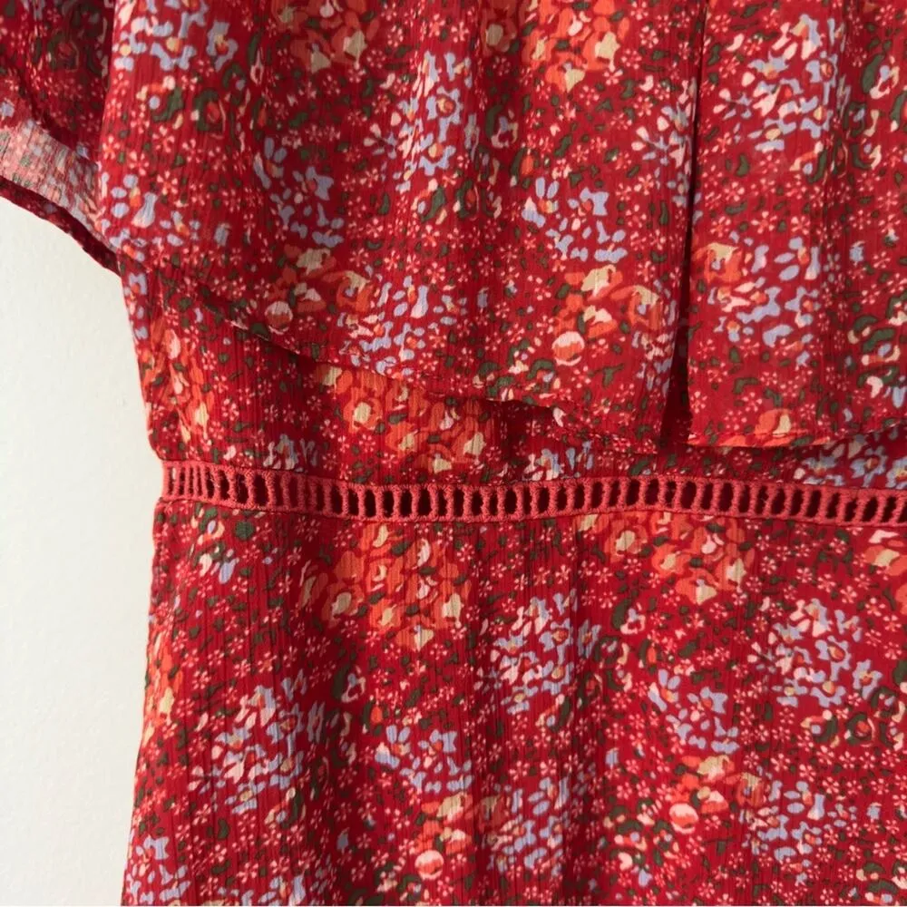 Rebecca Minkoff Lynne Dress Floral Tiered Ruffle Dress Cold Shoulder Cutout Mini - Image 7