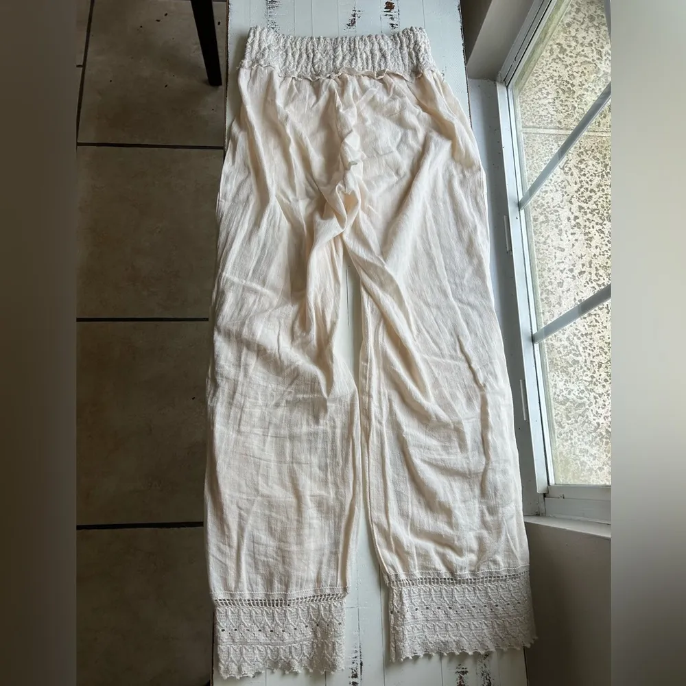 Ocean drive sand dollar washed crochet and cotton gaucho pant - Image 2