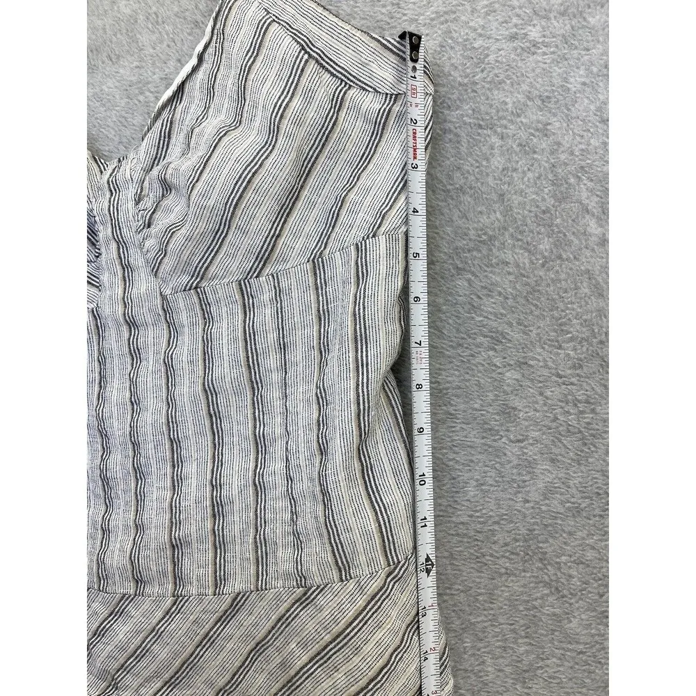 LOFT Ann Taylor Women's Blouse Sleeveless Size 14 Linen Blend Striped Blue White - Image 7