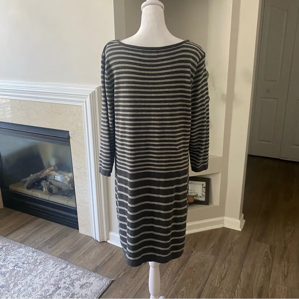 Banana Republic Gray Striped Knit Tunic Dress Size L Cozy - Image 9