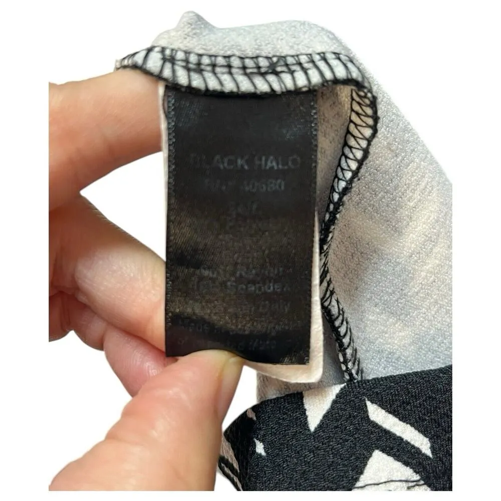 Black Halo Skirt Womens XS Midi Pencil Shirt Geometric Slimming Designer Black - Image 9