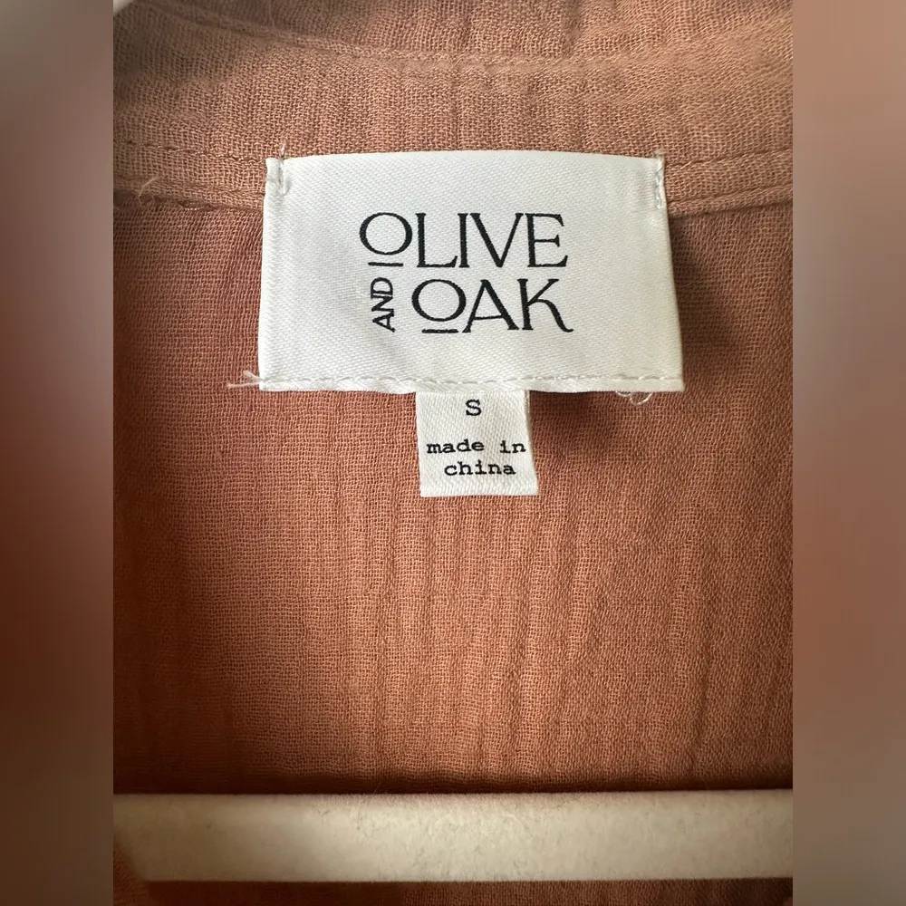 Olive And Oak Top Womens Small Roll Tab Sleeve Shirt Blouse Brown Button Down - Image 4