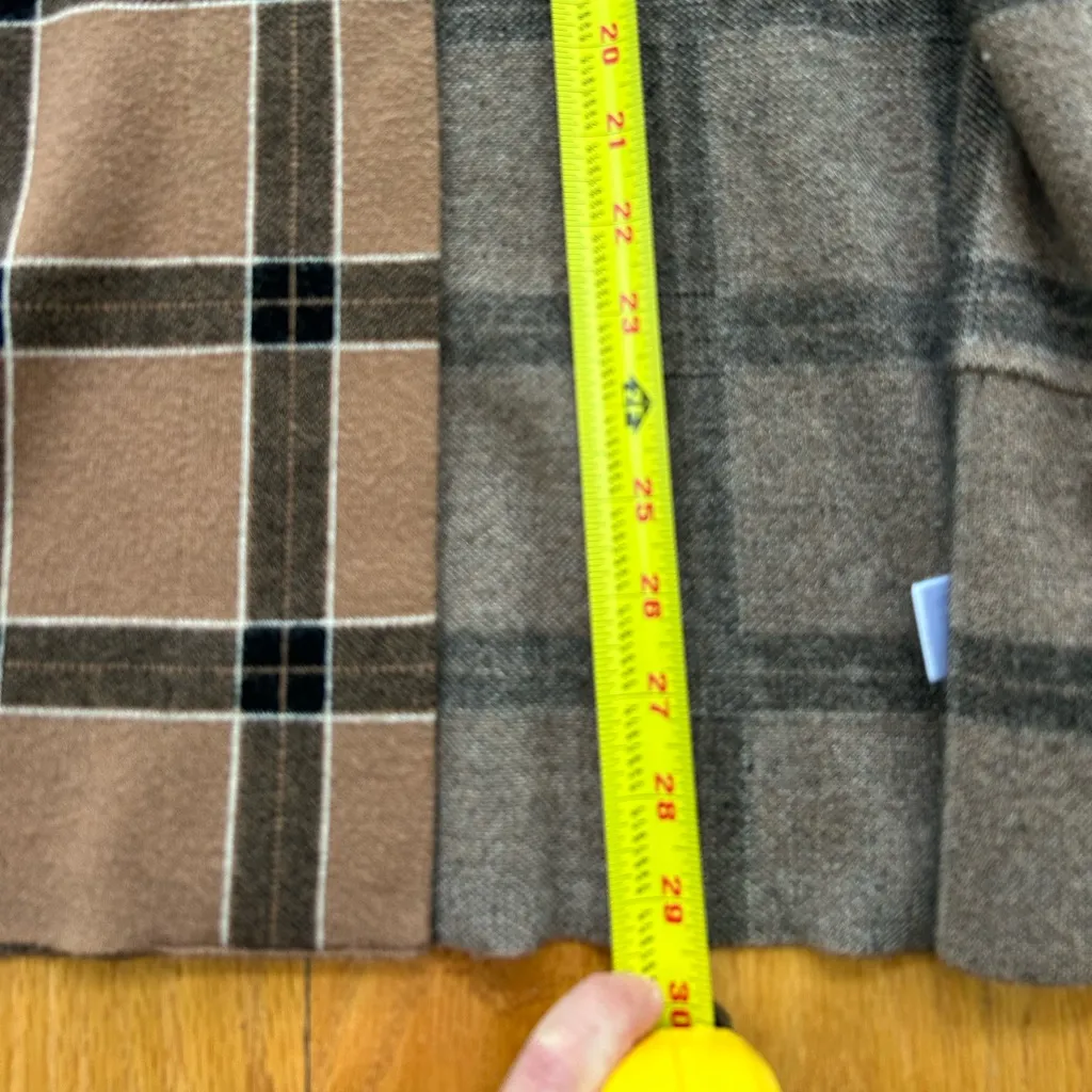 Tahari Cardigan Sweater Medium Tan Brown Plaid Belted Duster Jacket Womens’s - Image 8