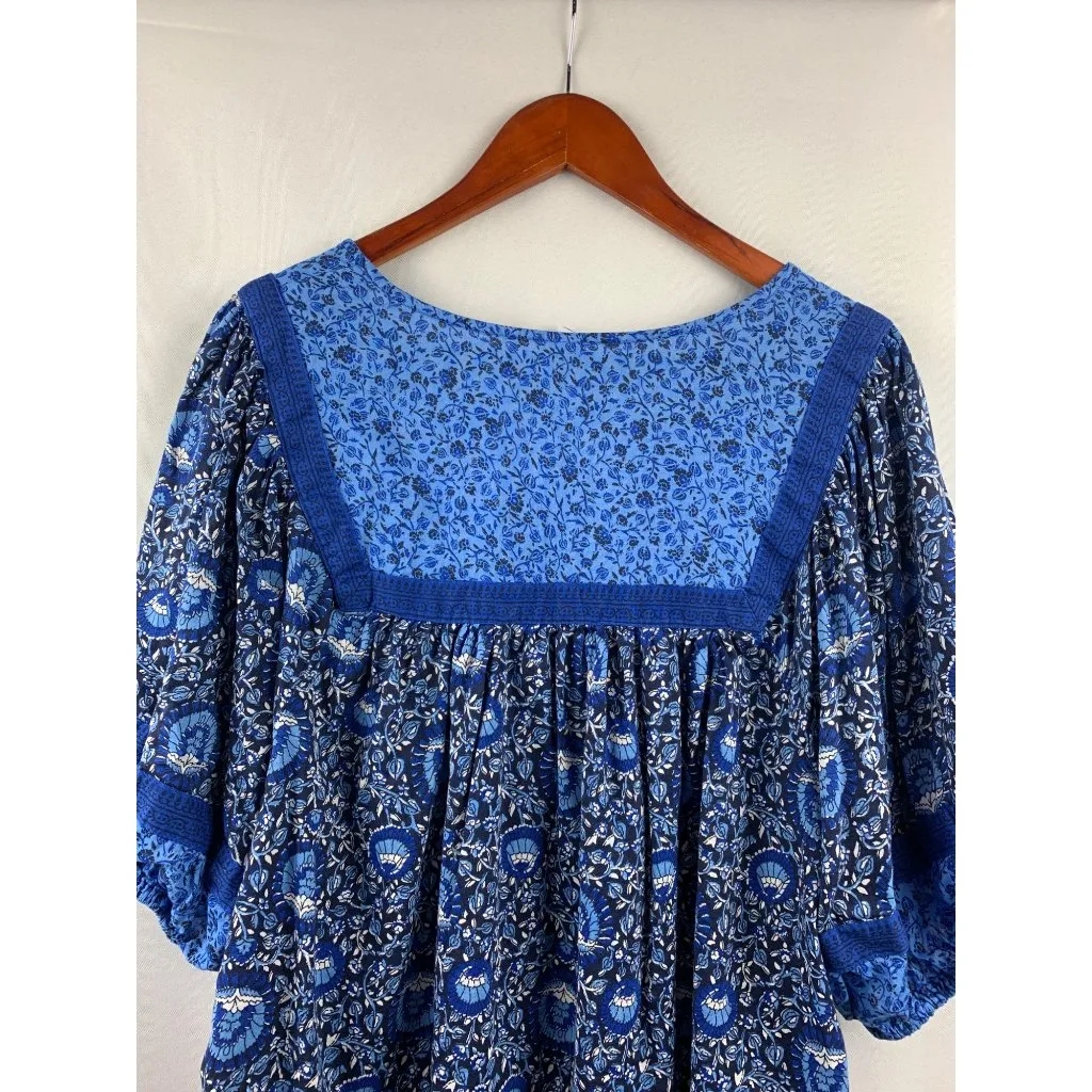 Women’s Old Navy Blue Floral Pattern Blouse Size XL - Image 4