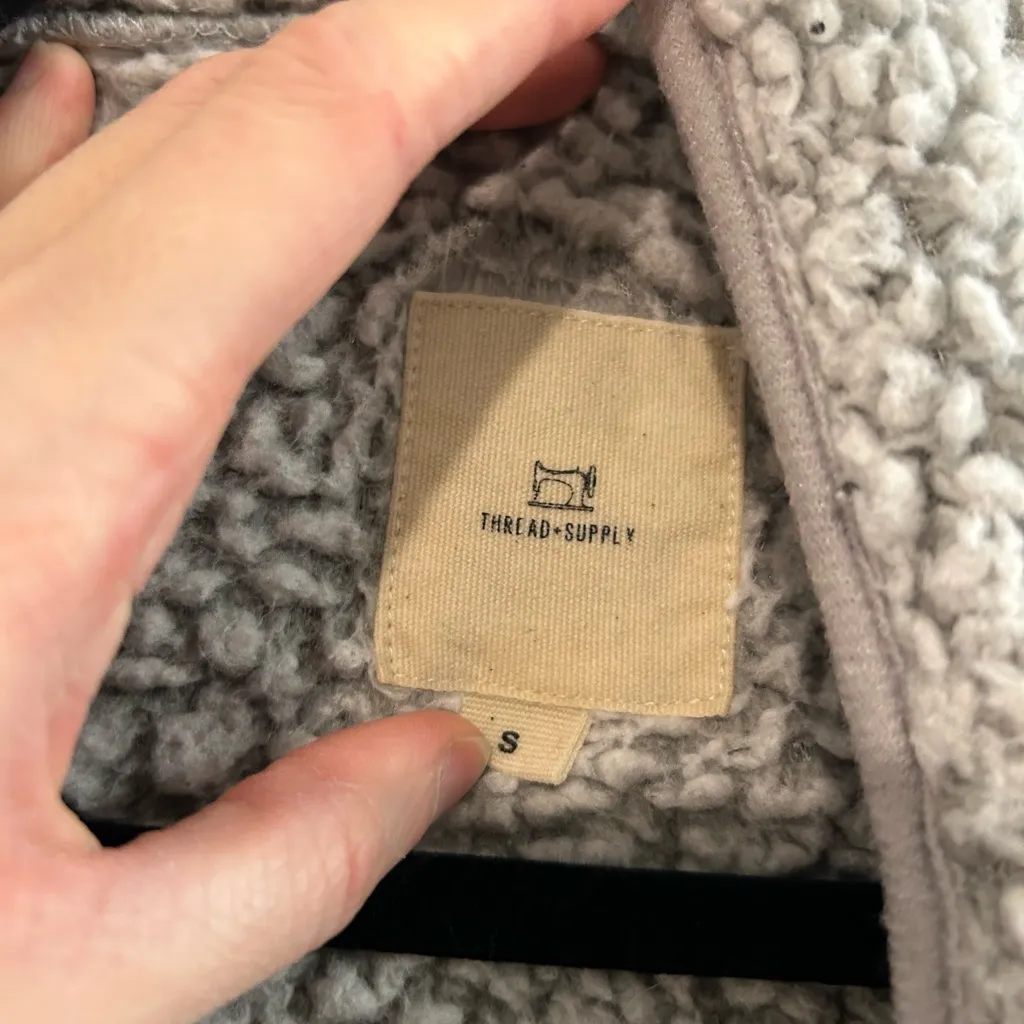 Thread & Supply Light Gray Sherpa Vest - Image 2