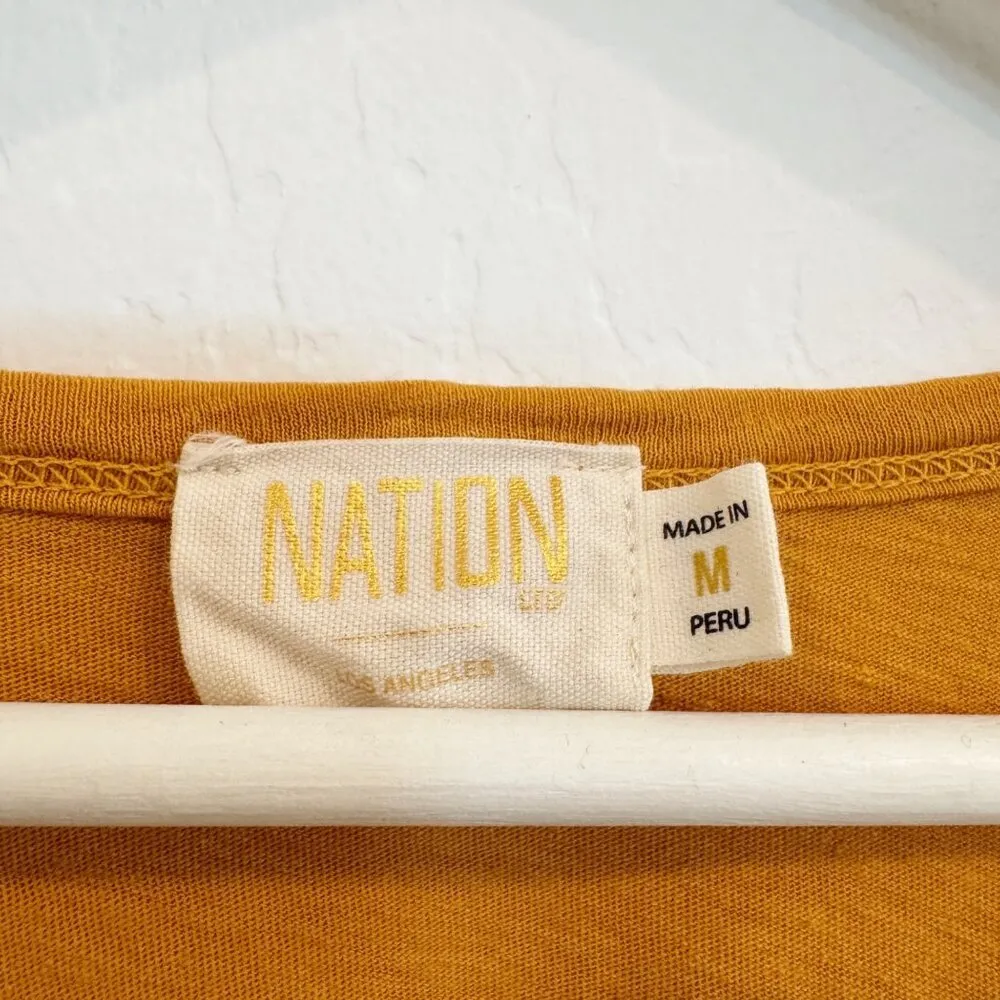 Nation LTD Aven Ruffle Flutter Sleeve Linen Top Bright Yellow Orange Size Medium - Image 6