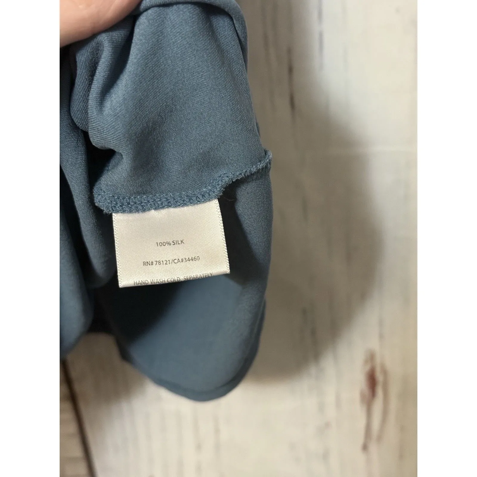 Eileen Fisher Silk Georgette Crepe Ballet Neck Tank Pleated Alpine Blue Size XS - Image 3