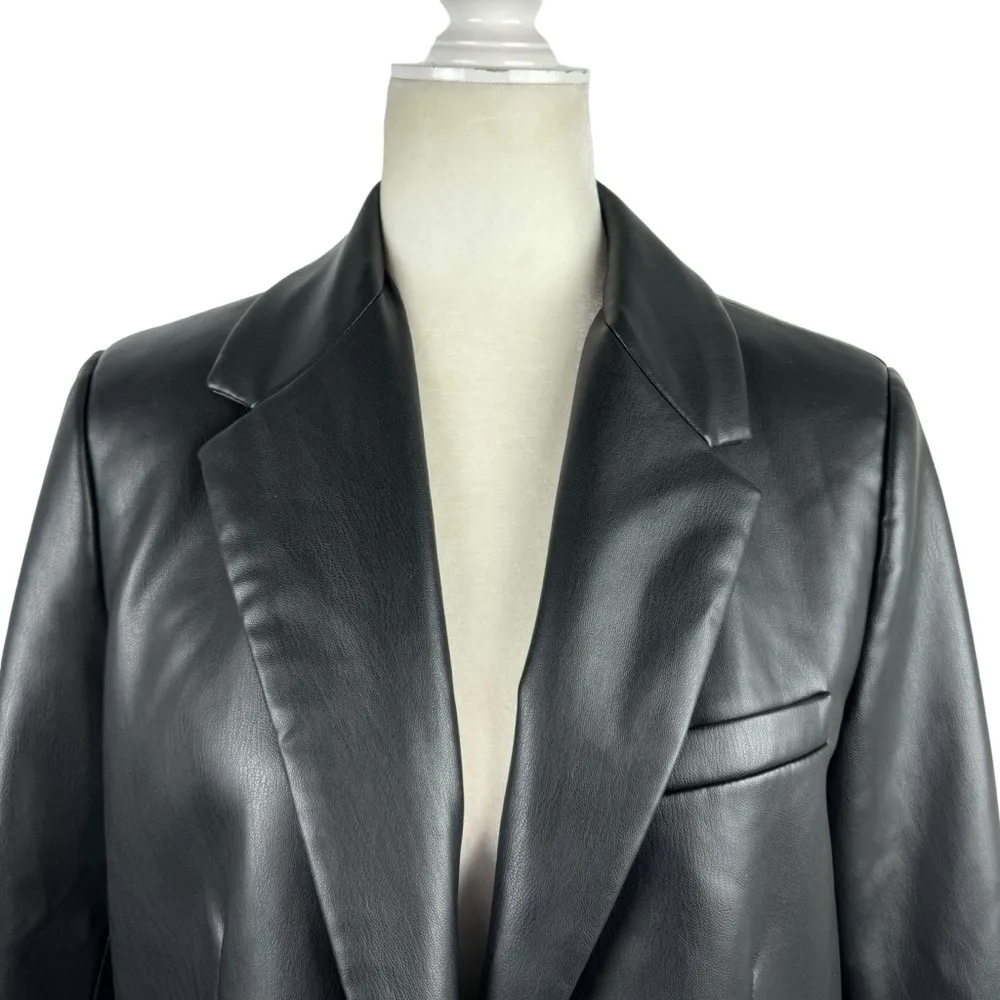 Zara Faux Leather Oversized Blazer Jacket Black Bloggers Favorite Career Small - Image 7