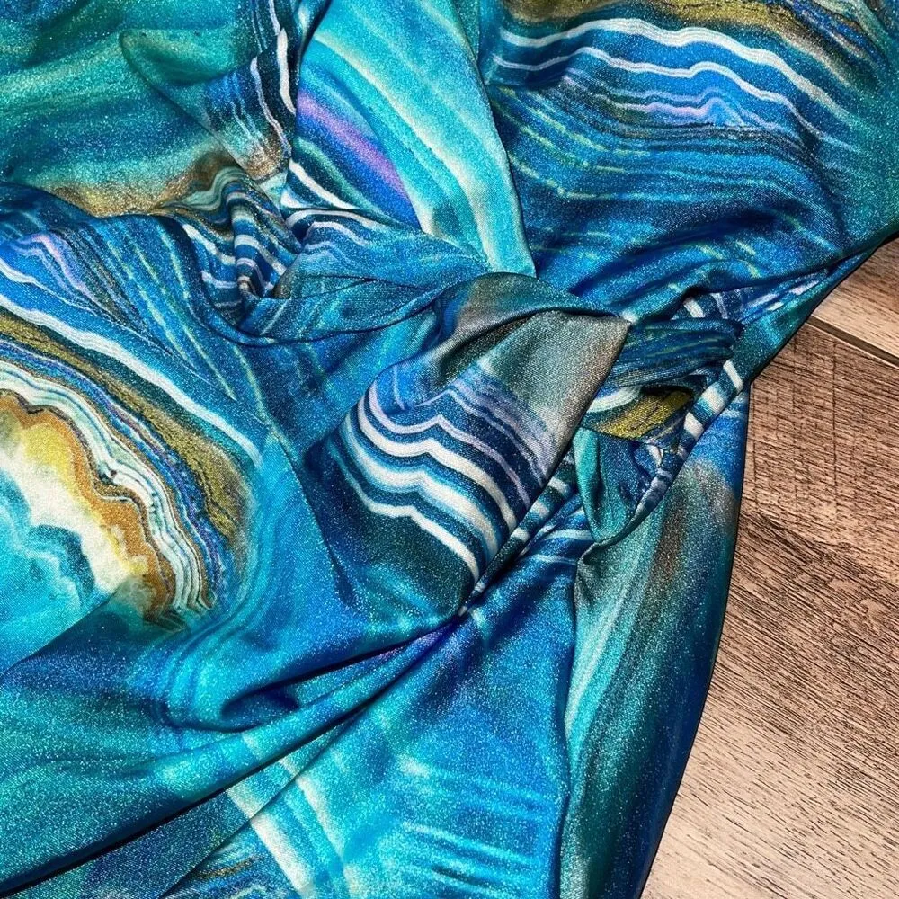 Gottex Womens Tourmaline Surplice Sleeveless One Piece Swimsuit Blue Size 18‎ - Image 7