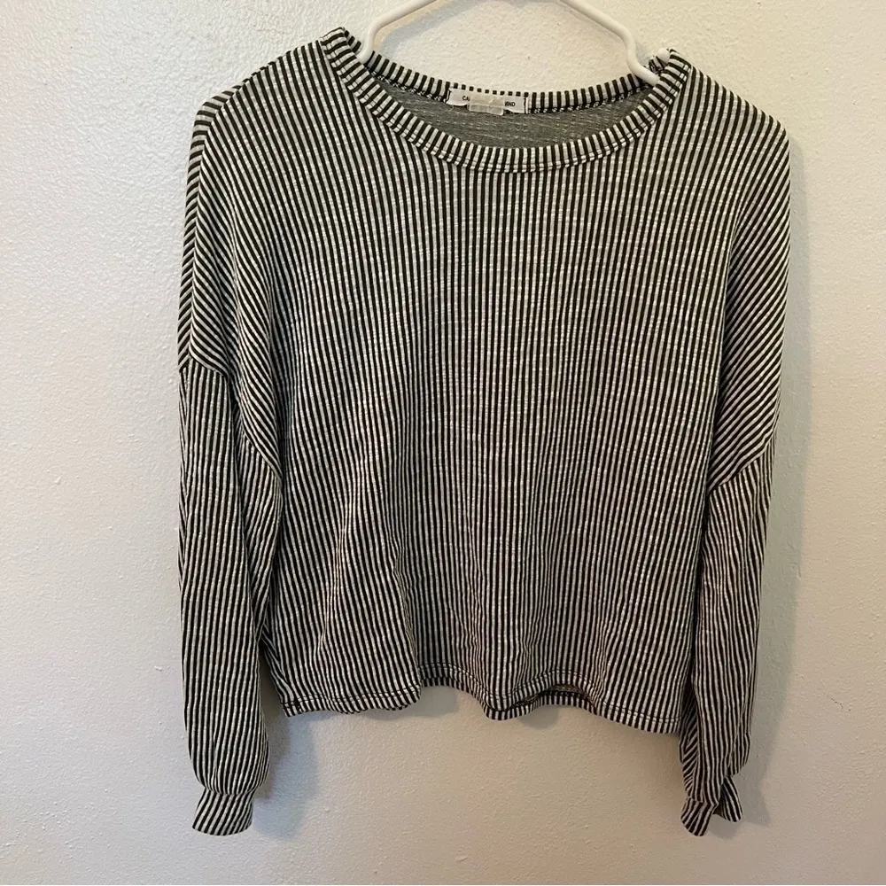 Caution to the Wind  Long Sleeve Top Olive White Stripes - Image 3