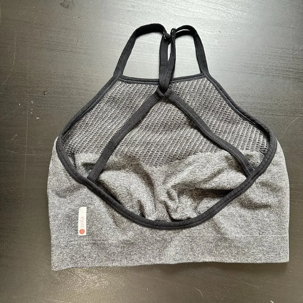 Nordstrom Zella Mesh Detail Halter Neck Sports Bra Bralette Bra Top Size Large - Image 4