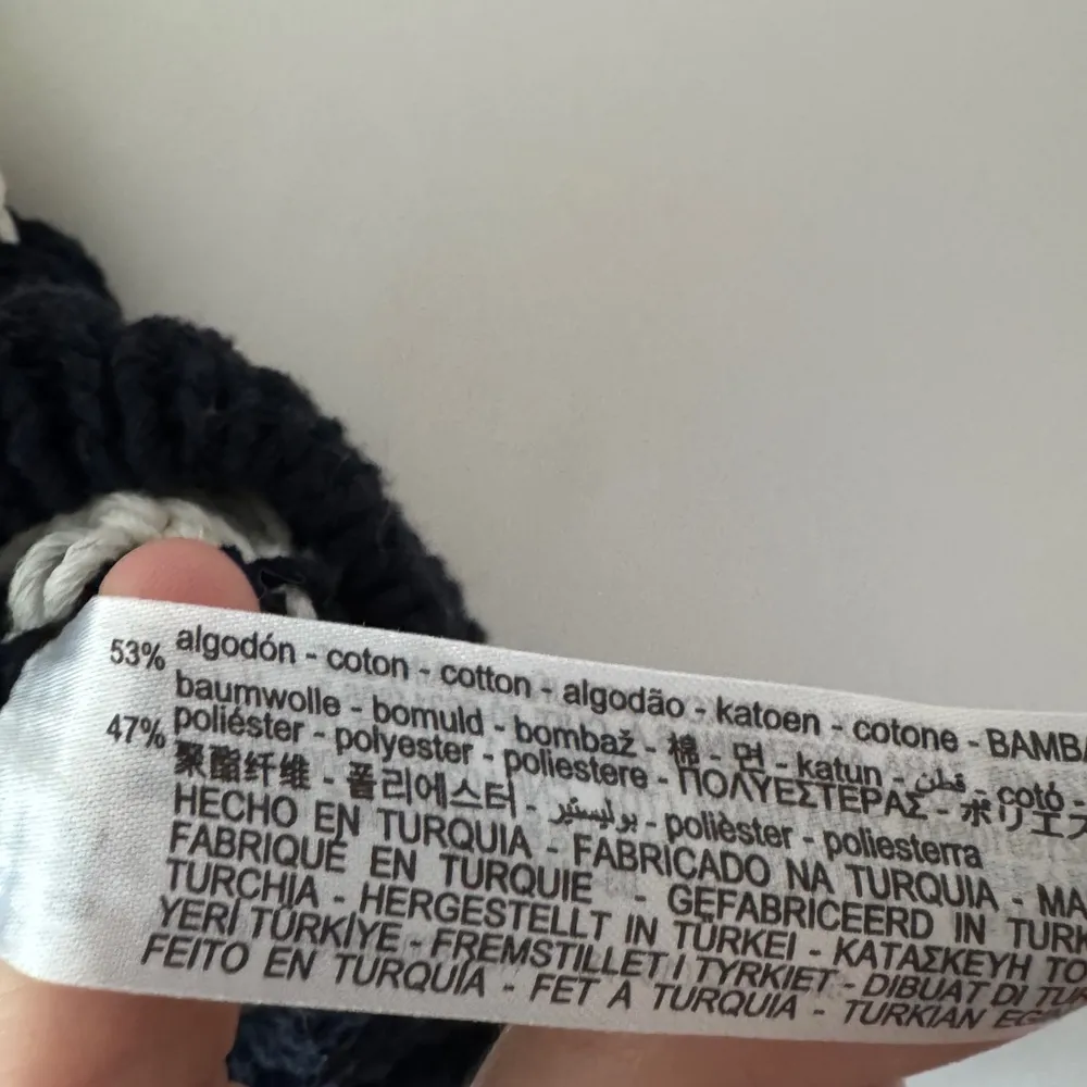 Zara Dark Blue And White Striped Open Chunky Knit Cropped Sweater With Pockets - Image 8