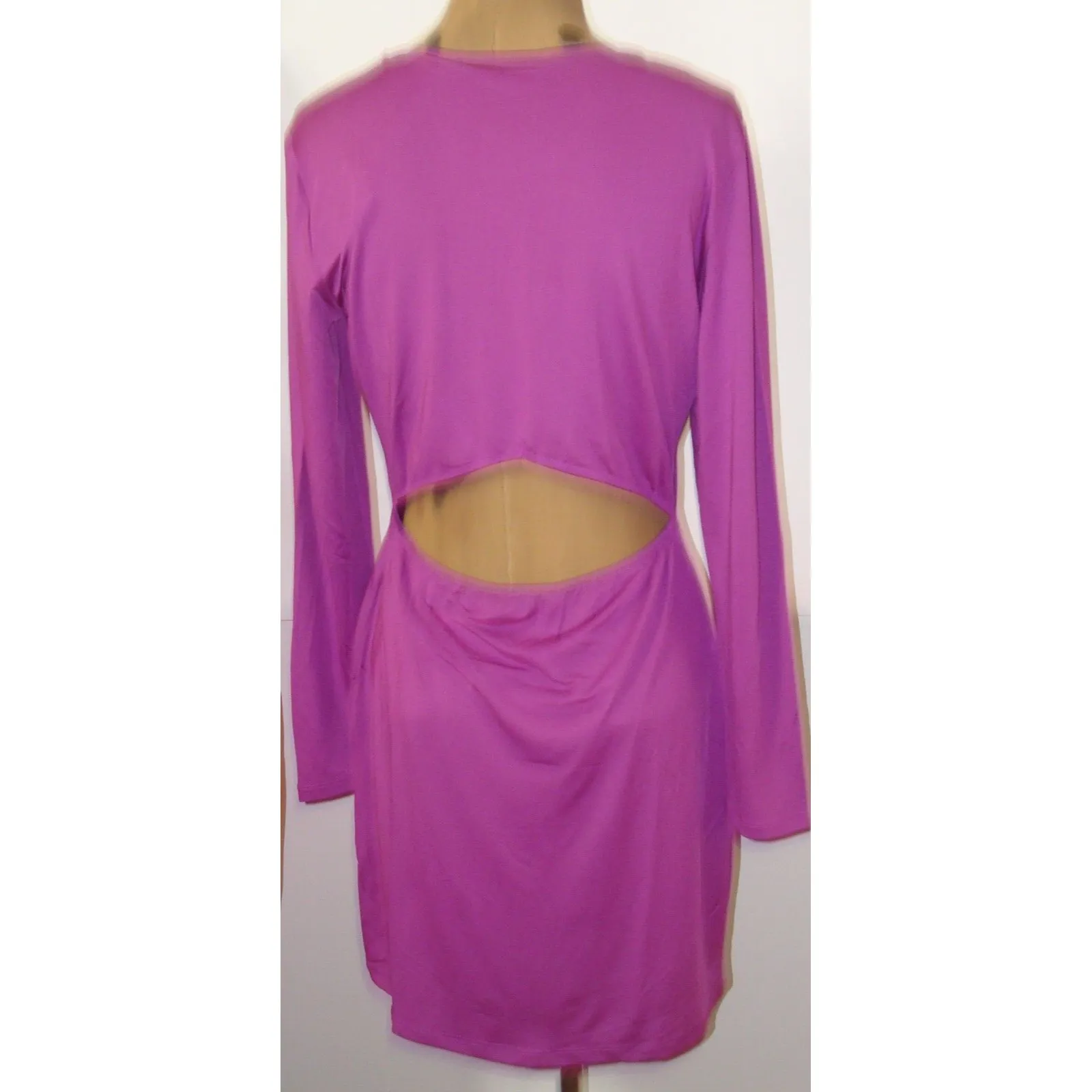 New Womens NWT Vero Moda $80 Open Back Dress Wild Aster Pink Purpl S Long Sleeve - Image 2