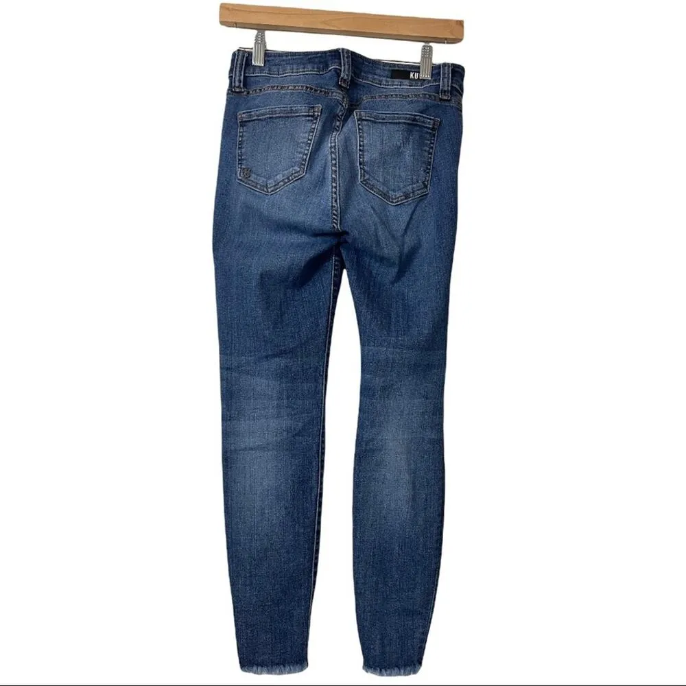 Kut from the Kloth Connie Ankle Skinny Raw Hem Medium Wash Mid Rise Jeans Size 0 - Image 4