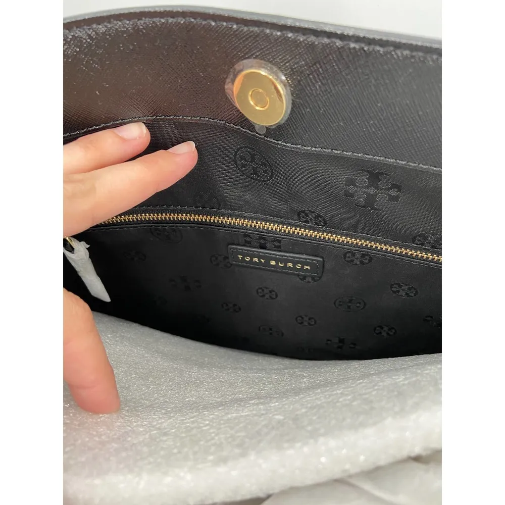 Tory Burch Robinson East West Black Leather Tote Bag NWT - Image 3