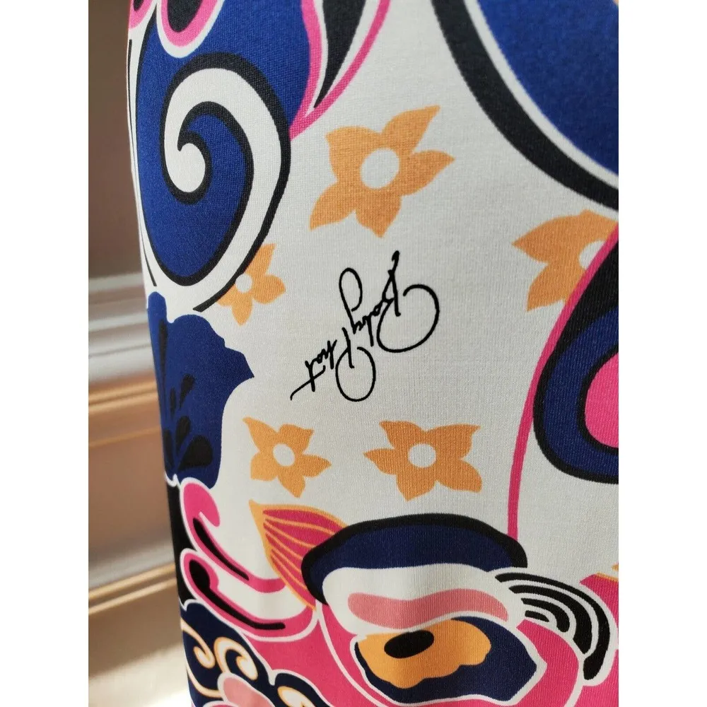 Baby Phat Women Multicolor Nylon V-Neck Short Sleeve Casual Knee Length Dress XL - Image 5