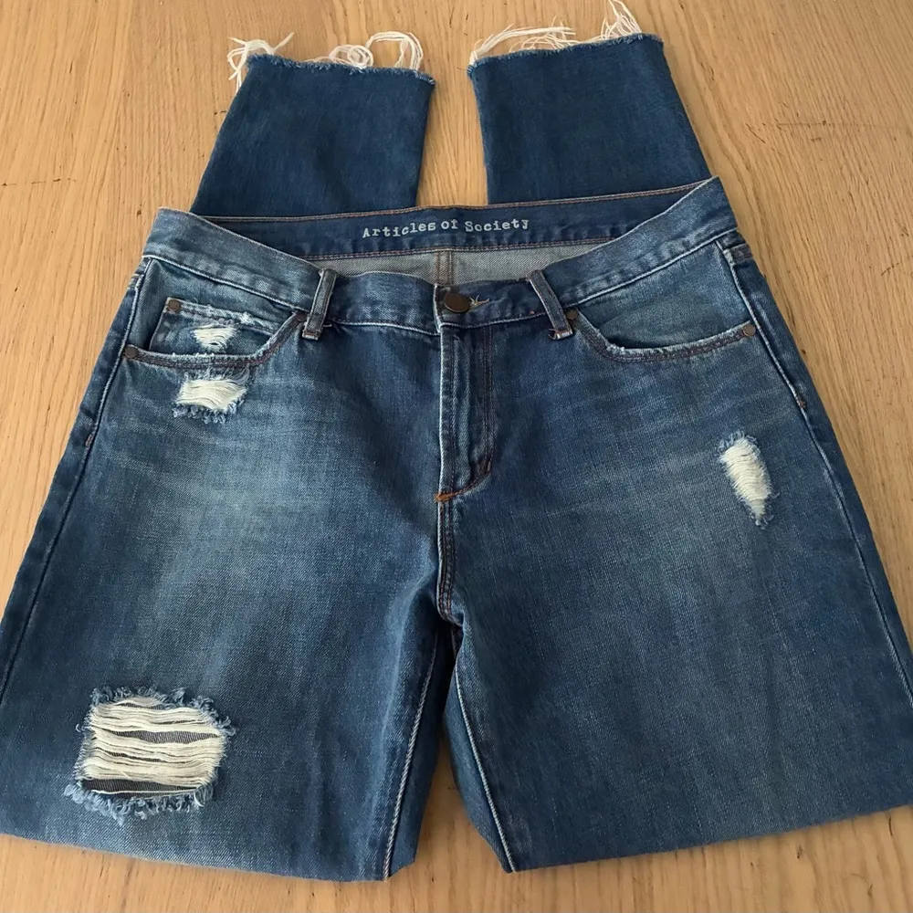 Articles of Society Blue Women's Ankle Skinny Slightly Distressed Denim Jeans 27 - Image 7