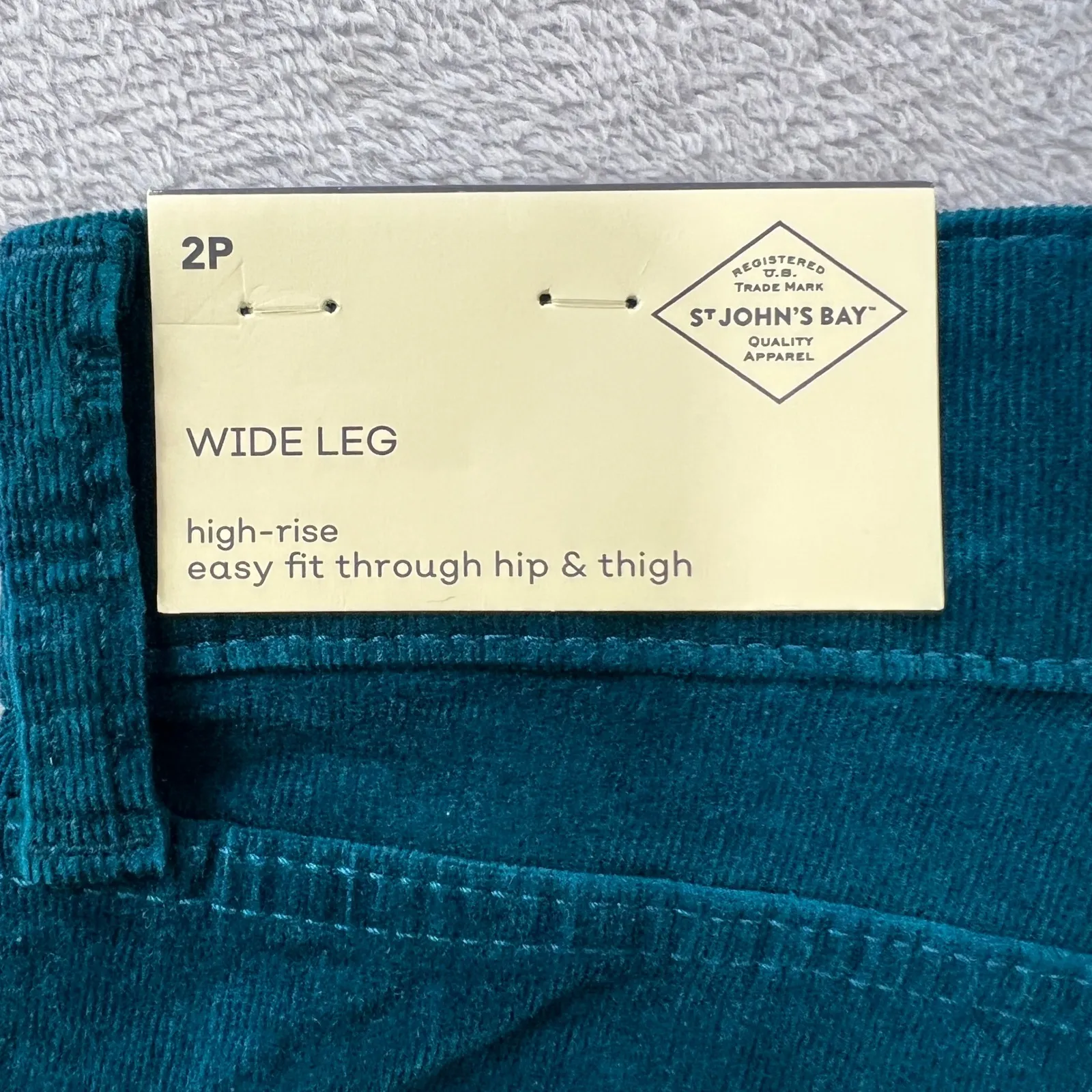 St‎ Johns Bay Petite Corduroy Wide Leg Pants High Rise Rich Teal 2P Fall NWT - Image 6