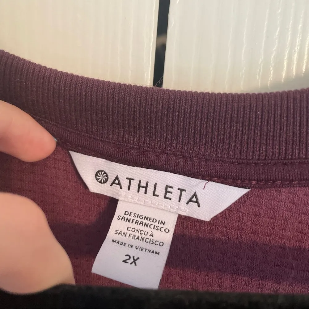 Athleta Coaster Luxe Waffle Sweatshirt Sz 2X Pullover Burgandy Purple Athleisure - Image 4