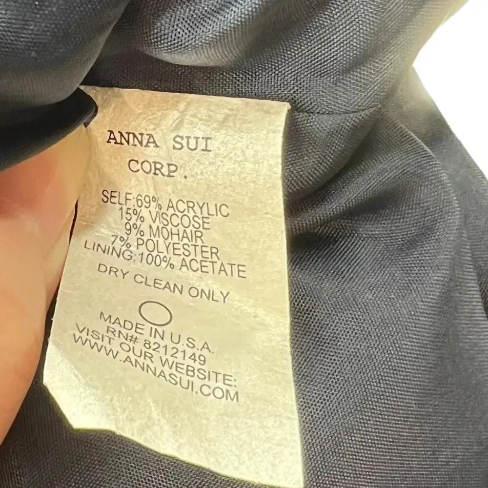 Anna‎ Sui Swing Mod Dress Tweed Boucle Knit Short Sleeve Purple Black Size 12 - Image 11