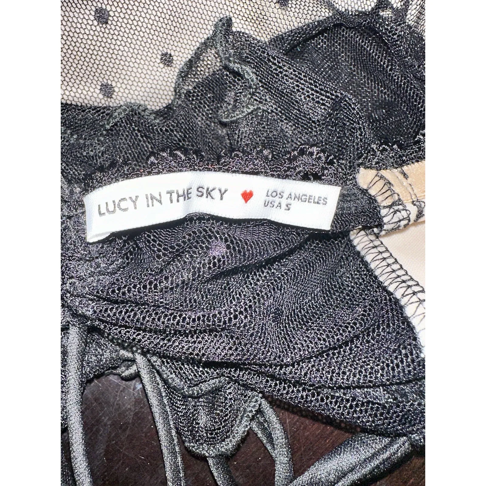 Lucy In The Sky Dotted Strapless Babydoll Top in Black‎ NWOT Size S - Image 7