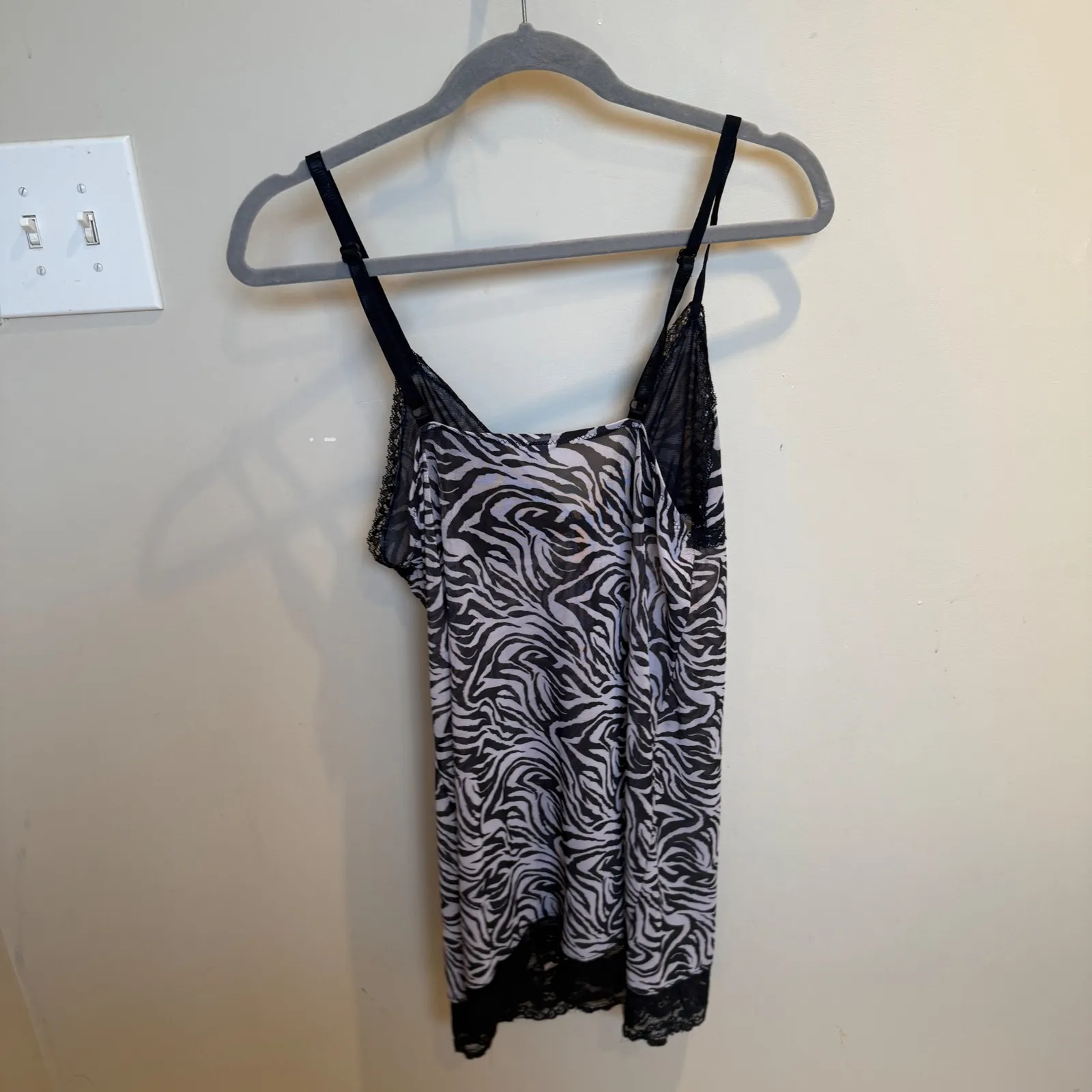 Adore Me Zebra Print Lace Trim‎ Chemise Lingerie Sleep Dress 1X - Image 4