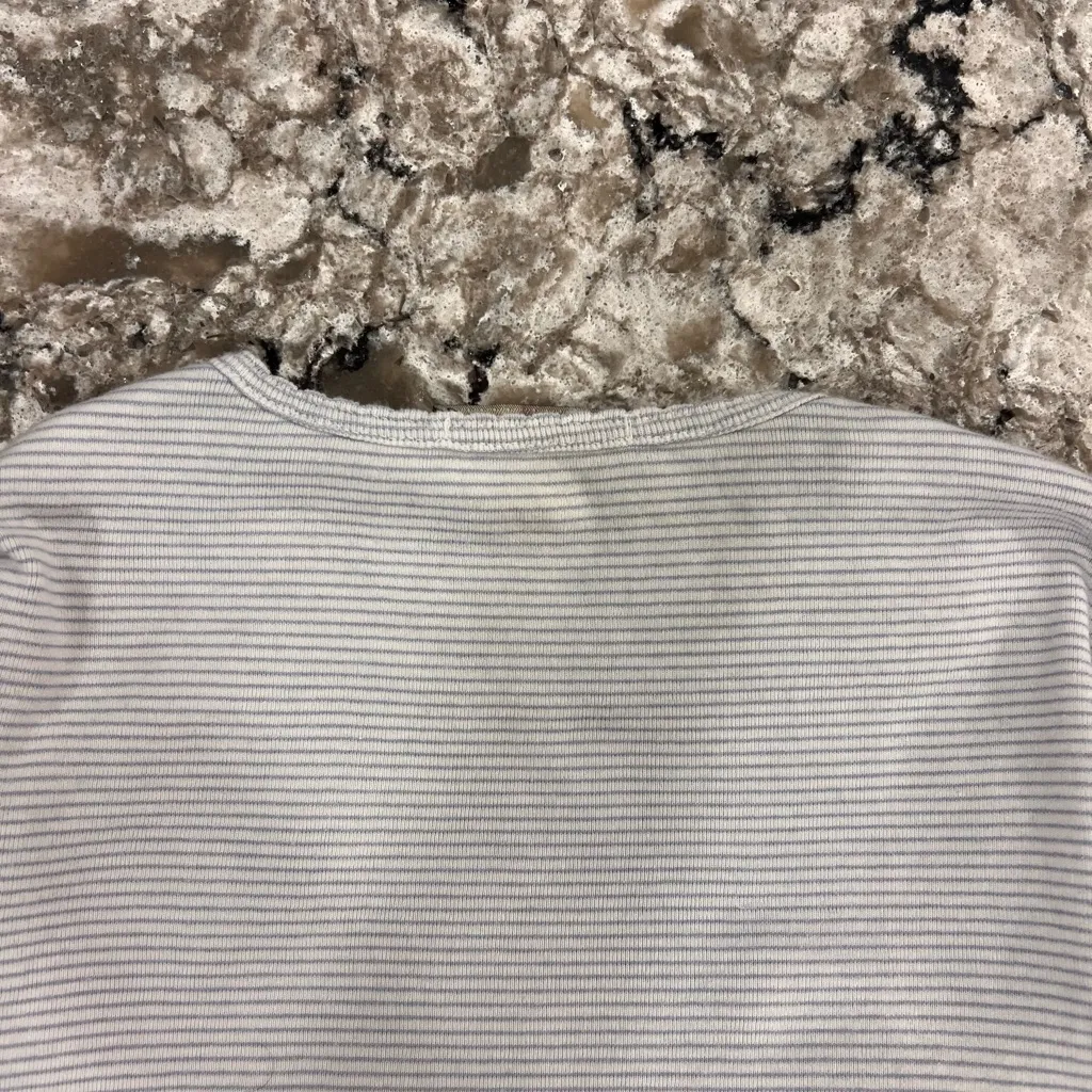 Brandy Melville  Light Gray and‎ White Striped Tee - Image 4