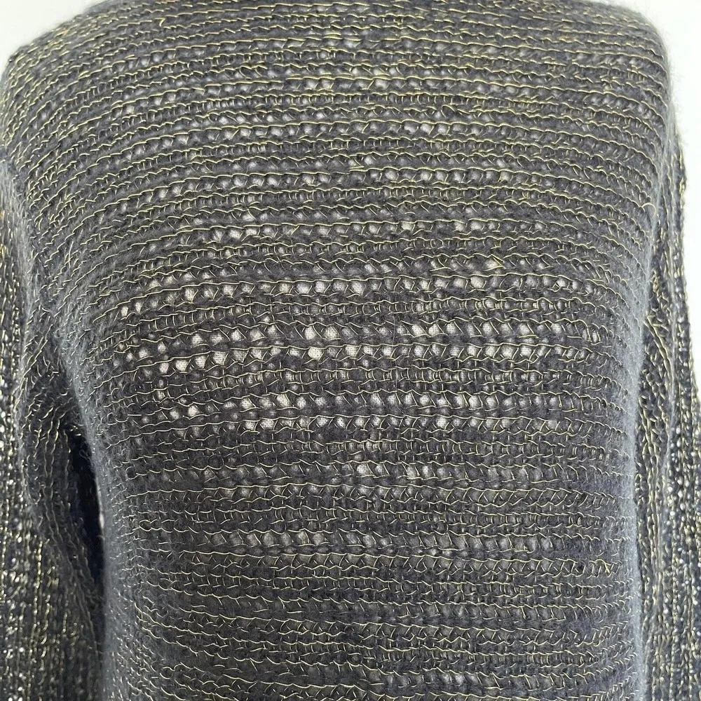 Wooden Ships Knit Sweater Metallic Gold Wool Mohair Blend Size Medium Large - Image 3