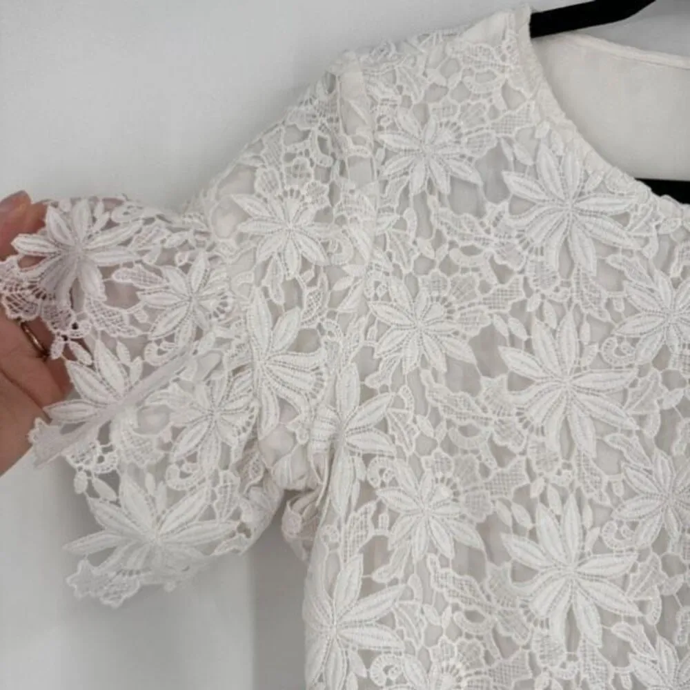 Bardot Reese White Floral Crochet Lace Dress Size 10 Party Dress‎ Up Black White - Image 6