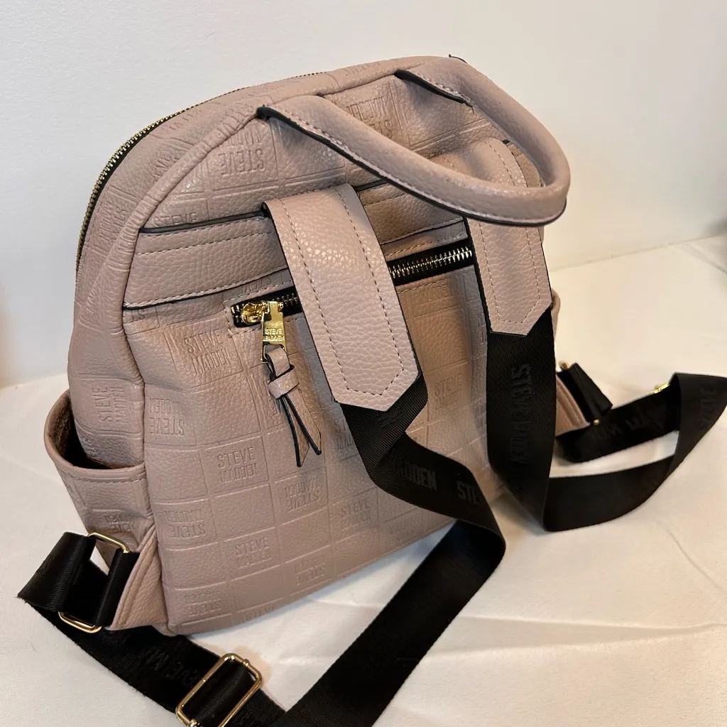 Steve Madden Balma Embossed Taupe Textured Backpack Adjustable Straps - Image 5