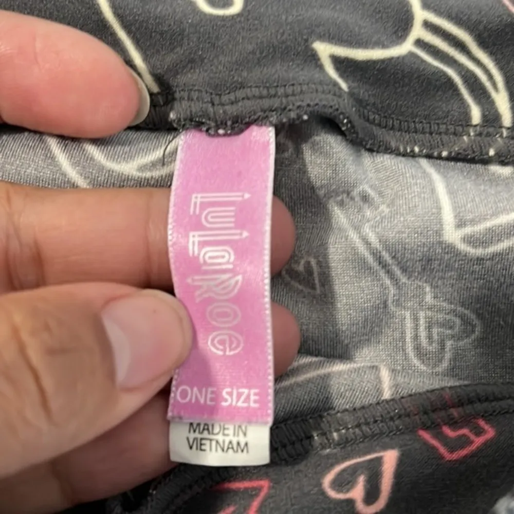 LuLaRoe  Gray Lock and Key Soft Buttery Leggings ONE SIZE GUC #4832 - Image 4