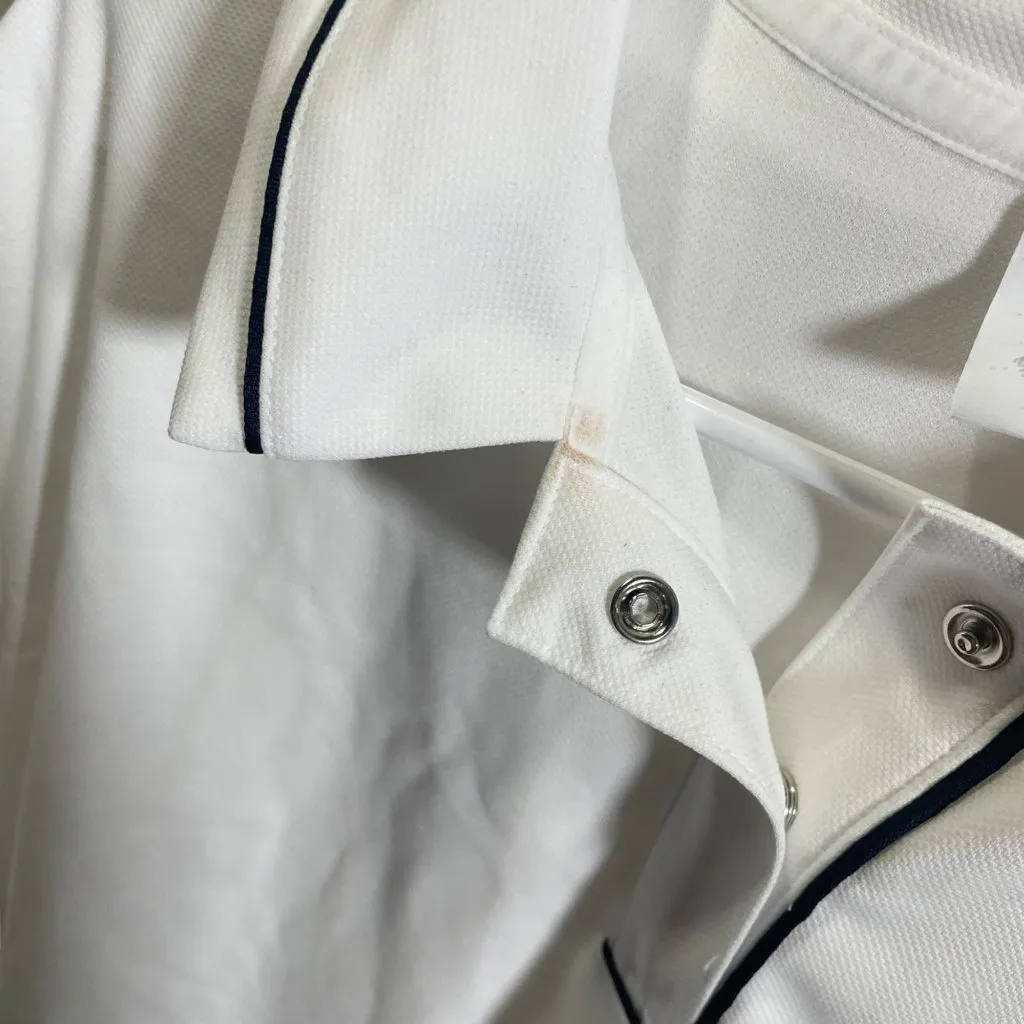 Recess By Zella White Maggie Polo Shirt Medium Navy Piping - Image 4