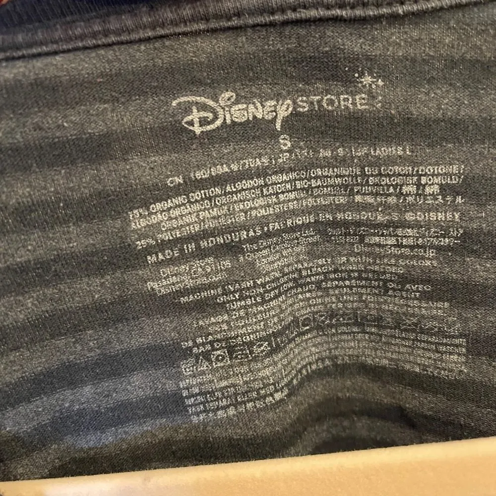 Disney Graphic Tee Heart Minnie & Mickey Together Since 1928 T-Shirt S Striped V - Image 9